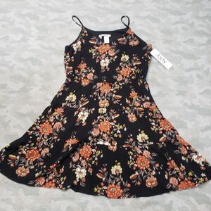 Vintage Jody Mini Dress‎ Womens XL Black Pullover Sleeveless Floral NWT